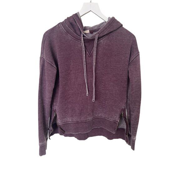 So Perfectly Soft Side Zip Hooded Sweatshirt Wine Acid Wash - Picture 1 of 4